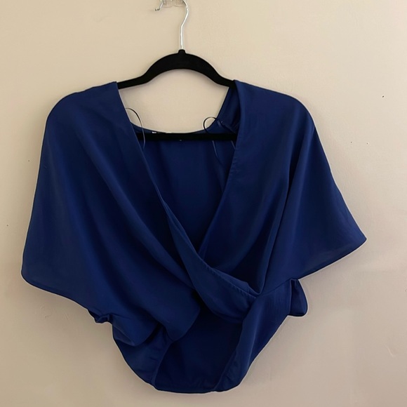 Zara Navy Blue Cropped Blouse - Picture 1 of 3